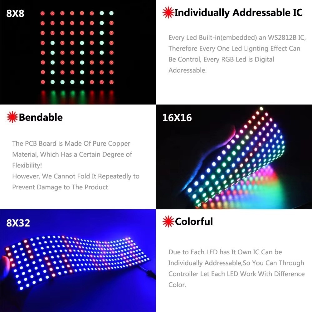 RGB Full Color WS2812B LED Pan - Rgb Led Matrix 8X8 ulasan dan harga